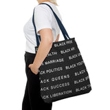 BLACK MAGIC WHITE LETTERS TOTE BAG
