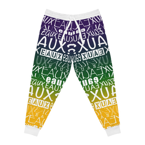 EAUX- WHITE ON MARDI GRAS  ATHLETIC JOGGERS