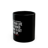 UPSIDE DOWN CERAMIC BLACK MUG 110Z, 15OZ