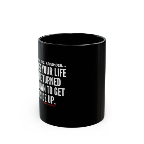 UPSIDE DOWN CERAMIC BLACK MUG 110Z, 15OZ