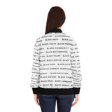 BLACK MAGIC - BLACK LETTERS AOP WOMEN'S BOMBER JACKET