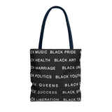 BLACK MAGIC WHITE LETTERS TOTE BAG
