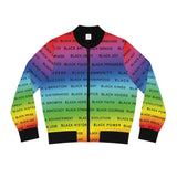 BLACK MAGIC RAINBOW BLACK AOP WOMEN BOMBER JACKET