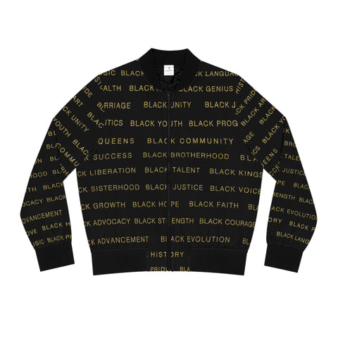 BLACK MAGIC - BLACK GOLD AOP WOMEN'S BOMBER JACKET