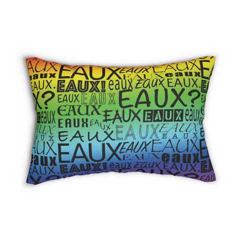 EAUX - BLACK ON RAINBOW LUMBAR PILLOW