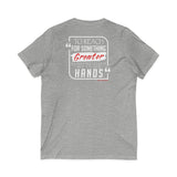 REACH FOR SOMETHING - WHITE RED UNISEX V-NECK T-SHIRT