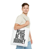 PEACE BE THE JOURNEY BLACK TOTE BAG