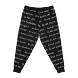 BLACK MAGIC WHITE LETTERS ATHLETIC JOGGERS
