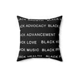 BLACK MAGIC WHITE LETTERS THROW PILLOW