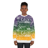EAUX- WHITE ON MARDI GRAS AOP UNISEX SWEATSHIRT
