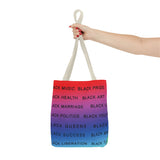 BLACK MAGIC RAINBOW BLACK  TOTE BAG