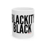 BLACKITY BLACK - BLACK CERAMIC MUG WHITE 15OZ