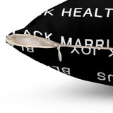 BLACK MAGIC WHITE LETTERS THROW PILLOW
