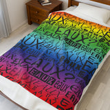 EAUX - BLACK ON RAINBOW PLUSH BLANKET