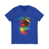 BLACK GAY PROUD FIST UNISEX V-NECK T-SHIRTS