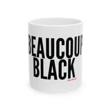 BEAUCOUP BLACK - BLACK CERAMIC MUG - WHITE 150Z