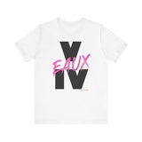 V EAUX IV - BLACK W/ PINK EAUX UNISEX SHORT SLEEVE T-SHIRT