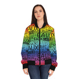 EAUX BLACK ON RAINBOW AOP WOMEN'S BOMBER JACKET