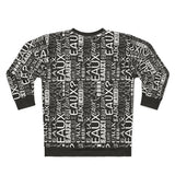Trendy Unisex Sweatshirt with Abstract Text Design, Cozy Streetwear, Perfect for Casual Outings, Gift for Art Lovers, Graphic Pullover