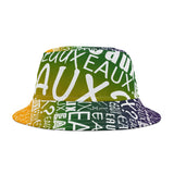 EAUX- WHITE ON MARDI GRAS BUCKET HAT