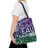 EAUX- WHITE ON MARDI GRAS TOTE BAG