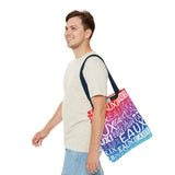 EAUX WHITE ON RAINBOW TOTE BAG