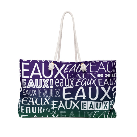 EAUX- WHITE ON MARDI GRAS  WEEKENDER BAG