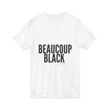 BEAUCOUP BLACK - BLACK UNISEX V-NECK T-SHIRT