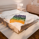 EAUX- WHITE ON MARDI GRAS PLUSH BLANKET