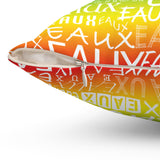 EAUX WHITE ON RAINBOW  THROW PILLOW