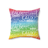 EAUX WHITE ON RAINBOW  THROW PILLOW