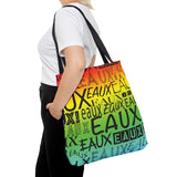 EAUX - BLACK ON RAINBOW TOTE BAG
