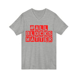 ALLBLOCKSMATTER_Red UNISEX V-NECK T-SHIRT