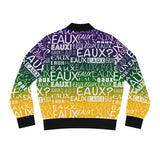 EAUX- WHITE ON MARDI GRAS AOP WOMEN'S BOMBER JACKET