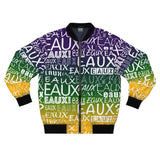 EAUX- WHITE ON MARDI GRAS AOP MEN'S BOMBER JACKET