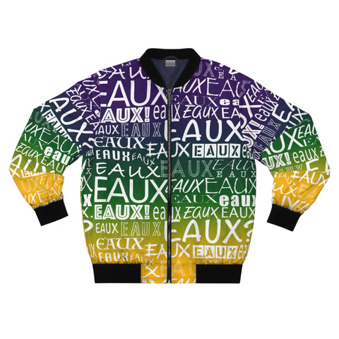 EAUX- WHITE ON MARDI GRAS AOP MEN'S BOMBER JACKET