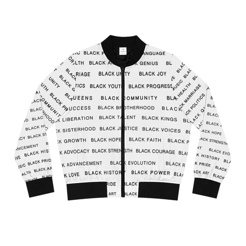 BLACK MAGIC - BLACK LETTERS AOP WOMEN'S BOMBER JACKET