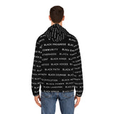 BLACK MAGIC WHITE LETTERS AOP ZIP HOODIE