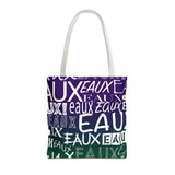EAUX- WHITE ON MARDI GRAS TOTE BAG