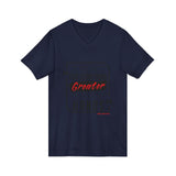 REACH FOR SOMETHING - BLACK RED UNISEX V-NECK T-SHIRT