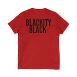BLACKITY BLACK - BLACK UNISEX V-NECK T-SHIRT