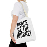 PEACE BE THE JOURNEY BLACK TOTE BAG
