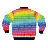 BLACK MAGIC RAINBOW WHITE AOP MEN'S BOMBER JACKET
