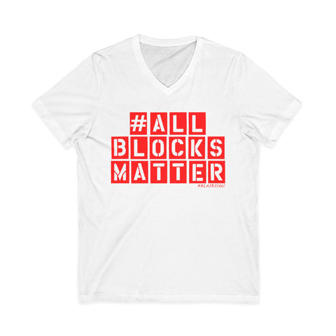 ALLBLOCKSMATTER_Red UNISEX V-NECK T-SHIRT