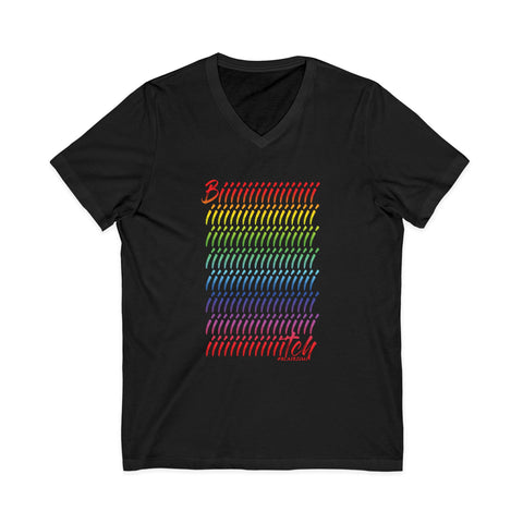 BIIIIIITCH RAINBOW UNISEX  V-NECK T-SHIRTS