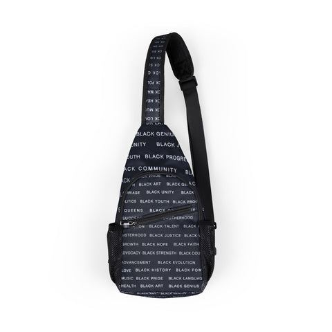 BLACK MAGIC WHITE LETTERS SLING BAG