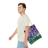 EAUX- WHITE ON MARDI GRAS TOTE BAG