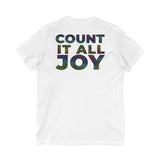 COUNT IT ALL JOY UNISEX V-NECK  T-SHIRTS