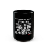 HELP THEM PACK CERAMIC MUG - BLACK 110Z, 150Z