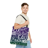 EAUX- WHITE ON MARDI GRAS TOTE BAG